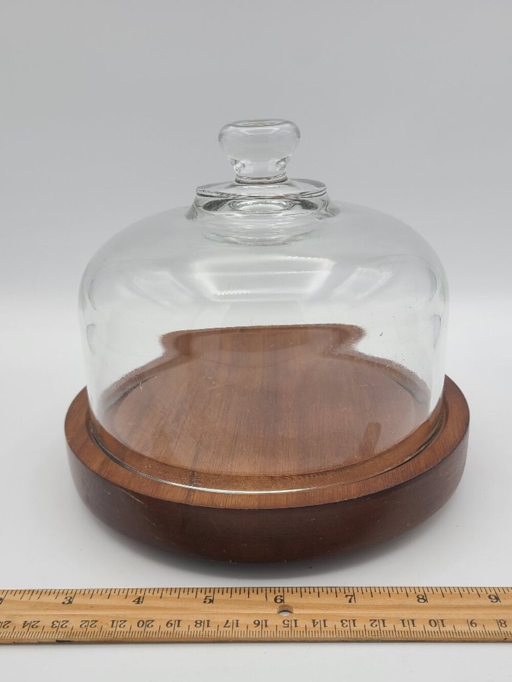 Goodwood Genuine Teak Wood Covered Glass Dome Dessert Cheese Charcuterie Board